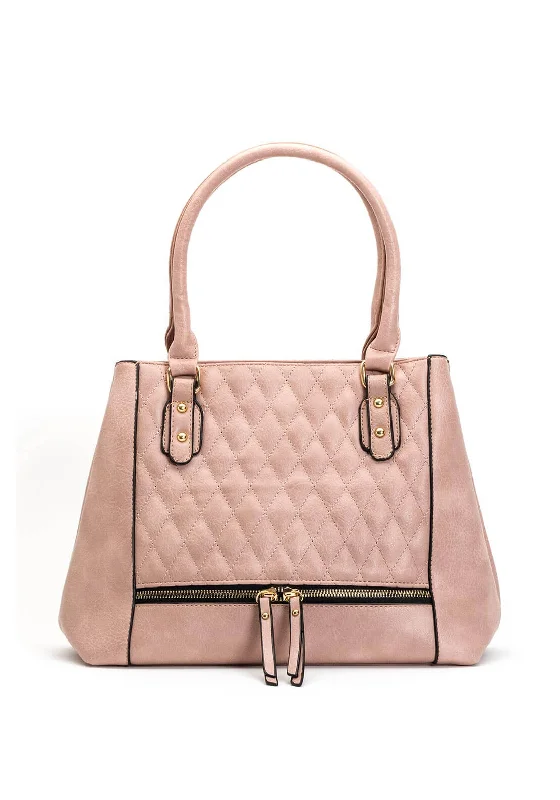 Pvc Shoulder Bag in Clear with Glitter for a Fun and Modern LookZen Collection Quilted Shopper Bag, Pink