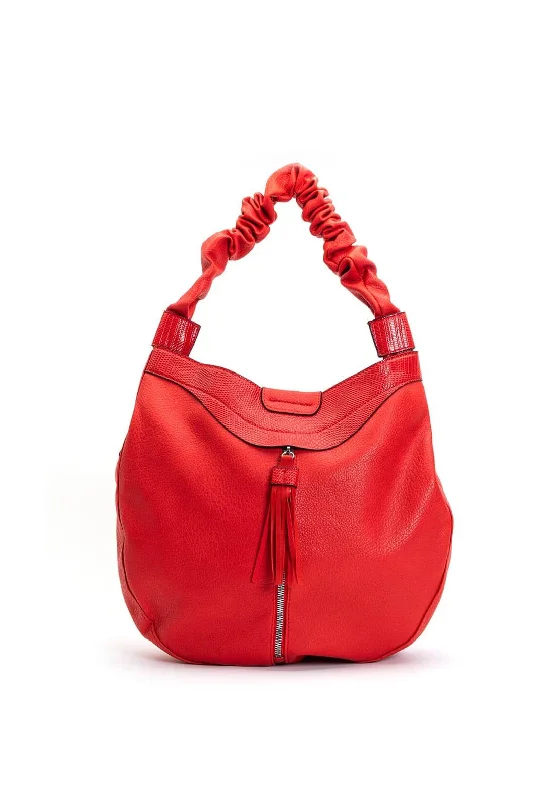 Women's Waterproof Nylon Shoulder Bag in Green for HikingZen Collection Scrunchie Strap Hobo Bag, Red