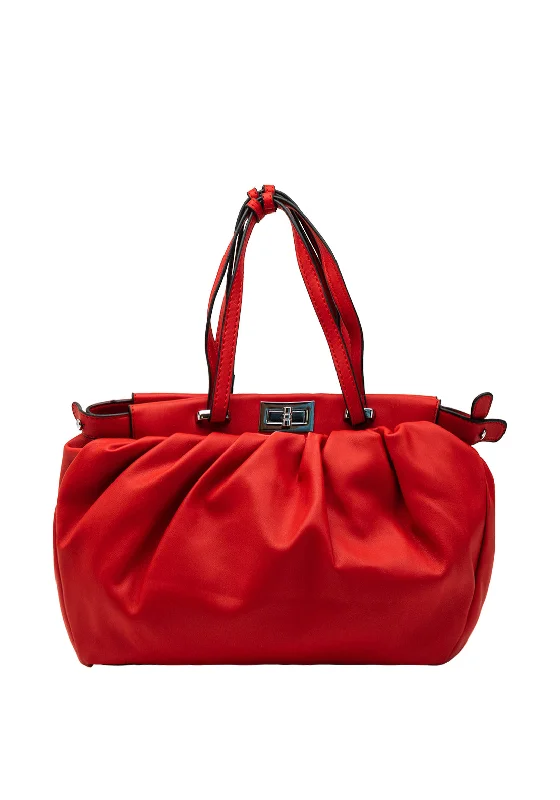 Canvas and Leather Combo Shoulder Bag in Tan for a Rustic LookZen Collection Small Ruched Pouch Shoulder Bag, Red