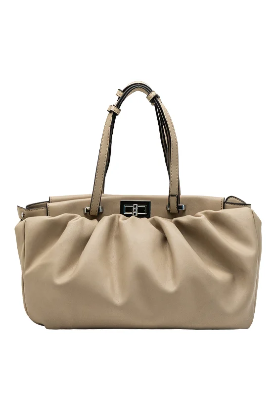 Shoulder Bag with Chain Strap in Silver for a Trendy AppearanceZen Collection Small Ruched Pouch Shoulder Bag, Taupe