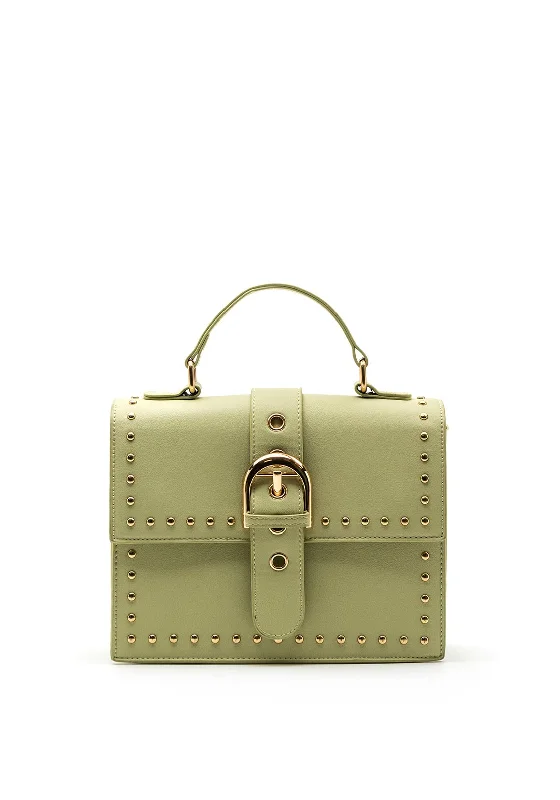 Shoulder Bag with Geometric Pattern in Multicolor for a Contemporary StyleZen Collection Small Studded Shoulder Bag, Light Green