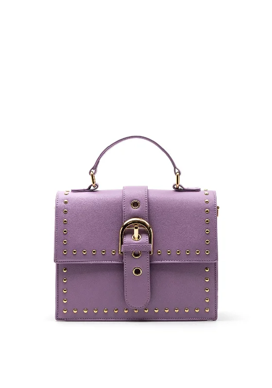 Quilted Shoulder Bag in Cream for a Classic and Elegant LookZen Collection Small Studded Shoulder Bag, Purple