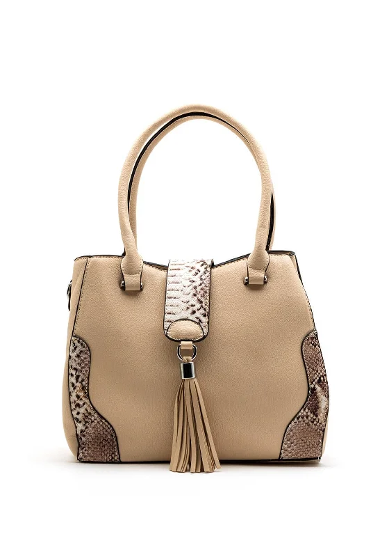 Metallic Shoulder Bag in Gold for Special OccasionsZen Collection Snake Print Shoulder Bag, Beige