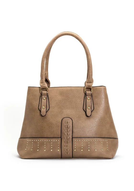 Shoulder Bag with Chain Strap in Silver for a Trendy AppearanceZen Collection Studded Shopper Bag, Mud