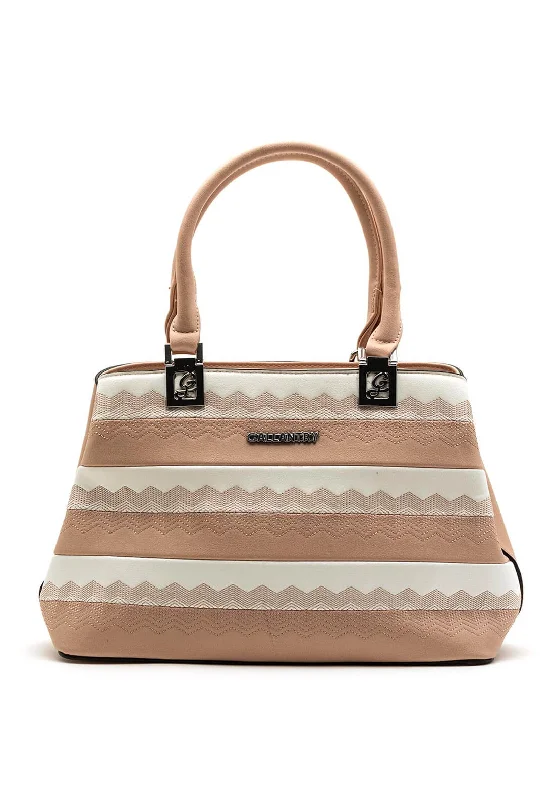 Printed Silk Shoulder Bag in Red for a Pop of ColorZen Collection Two Tone Shopper Bag, Pink & White