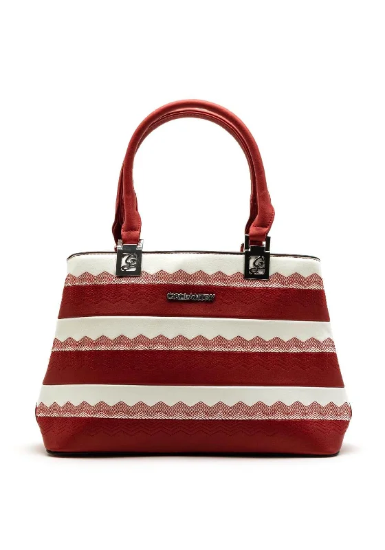 Leather Shoulder Bag with Magnetic Closure in Black for Quick AccessZen Collection Two Tone Shopper Bag, Red & White