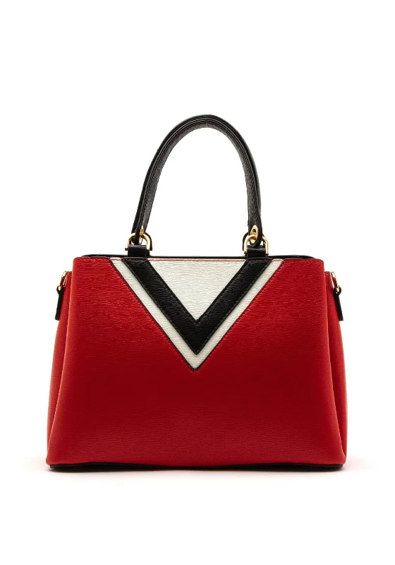 Shoulder Bag with Geometric Pattern in Multicolor for a Contemporary StyleZen Collection V Print Shopper Bag, Red