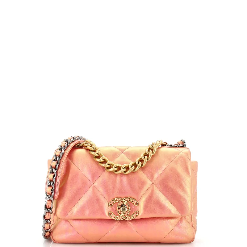 Hand - painted Canvas Crossbody Bag in Yellow for a Unique and Artistic Look19 Flap Bag Quilted Iridescent Calfskin Medium