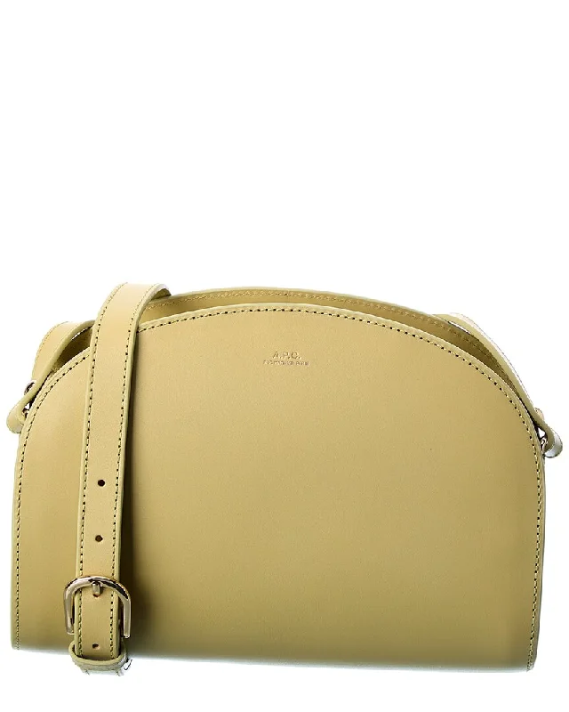 Women's Canvas Shoulder Bag in Navy with Striped Pattern for Beach TripsA.P.C. Sac Demi Lune Leather Shoulder Bag