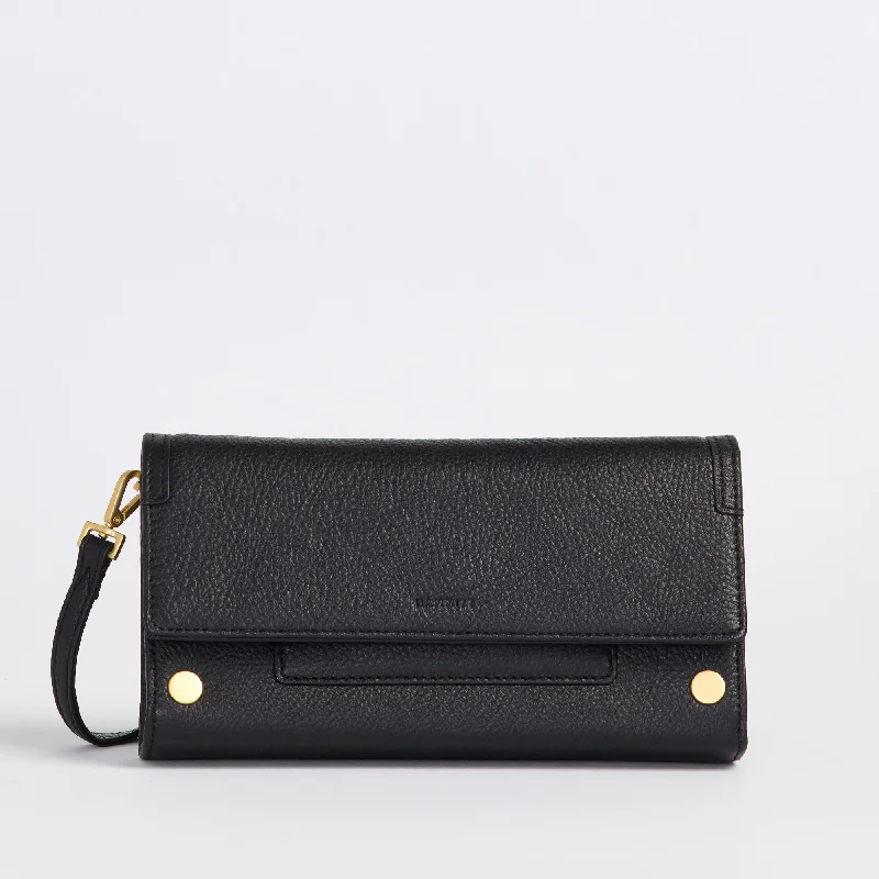 Metallic Crossbody Bag in Silver for New Year's Eve and Special CelebrationsAJ Crossbody Clutch | Black/Brushed Gold Red Zip