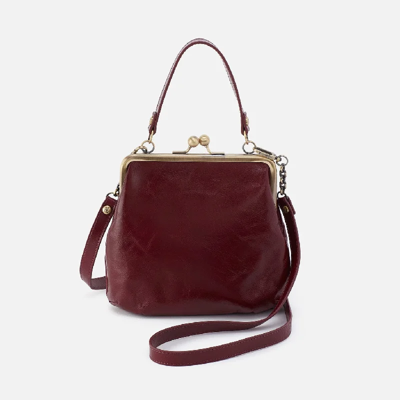 Straw Crossbody Bag in Natural Color for Beach Vacations and Summer DaysAlba Crossbody In Polished Leather - Winterberry