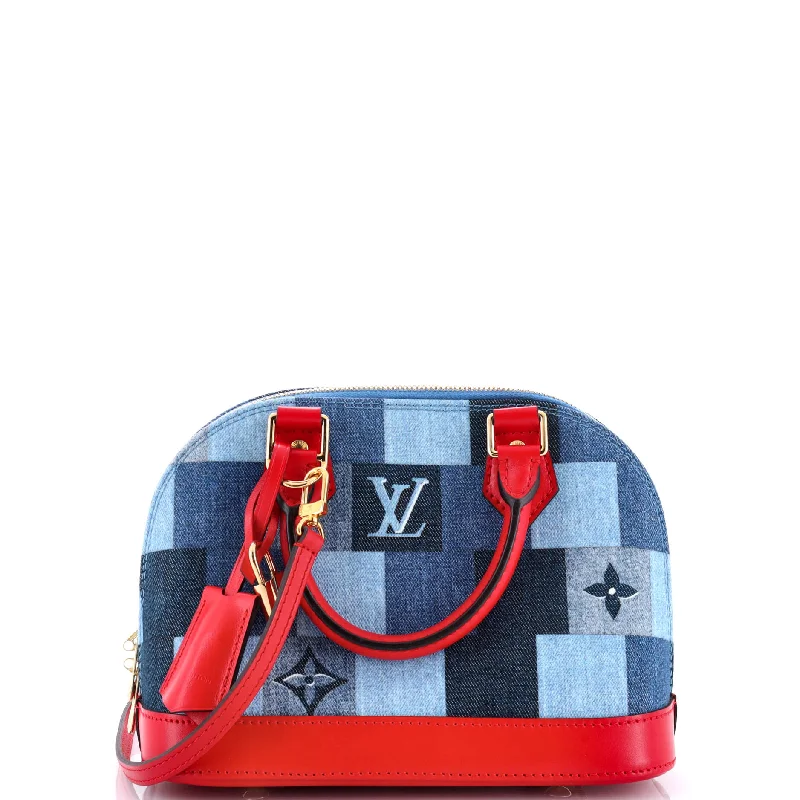 Suede Shoulder Bag in Pink with Tassel Accents for Casual OutingsAlma Handbag Damier and Monogram Patchwork Denim BB