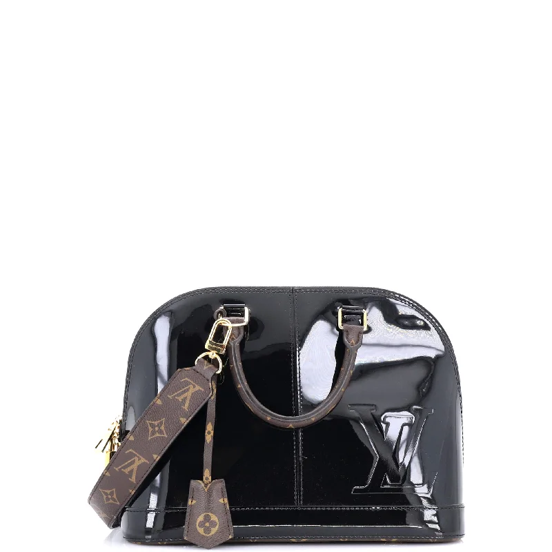 Leather Shoulder Bag with Magnetic Closure in Black for Quick AccessAlma Handbag Vernis with Monogram Canvas PM