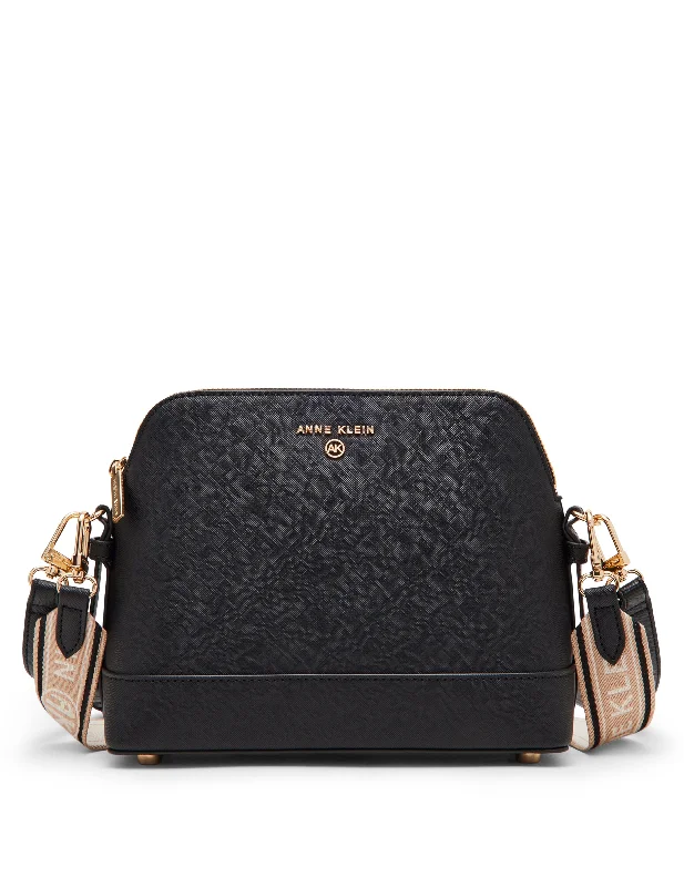 Women's Crossbody Bag with Magnetic Closure in White for Quick AccessAnne Klein Dome Crossbody With Logo Web Strap Women's Crossbody Bag with Magnetic Closure in White for Quick AccessAnne Klein Dome Crossbody With Logo Web Strap