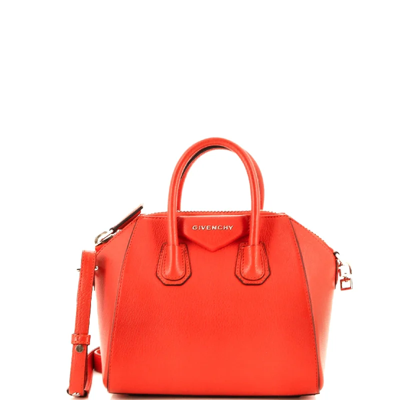 Women's Crossbody Bag with Adjustable Strap in Orange for Customizable ComfortAntigona Bag Leather Mini