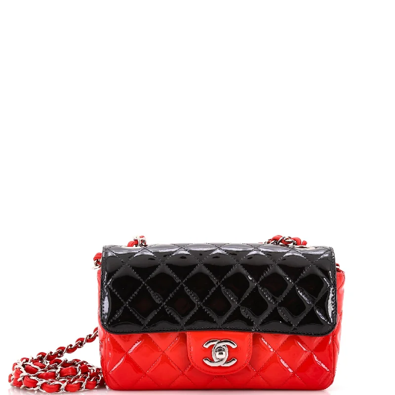 Crossbody Shoulder Bag in Black Leather with Gold Hardware for Night OutsBicolor Classic Single Flap Bag Quilted Patent Mini