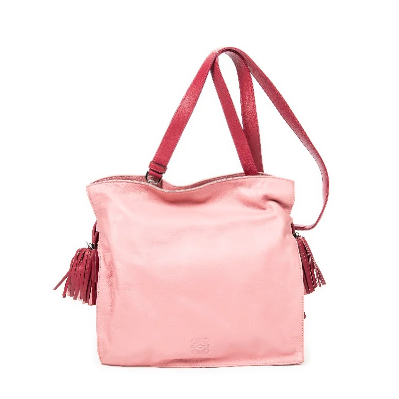 Women's Shoulder Bag with Adjustable Strap in Pink for ComfortBicolor Tassel Flamenco