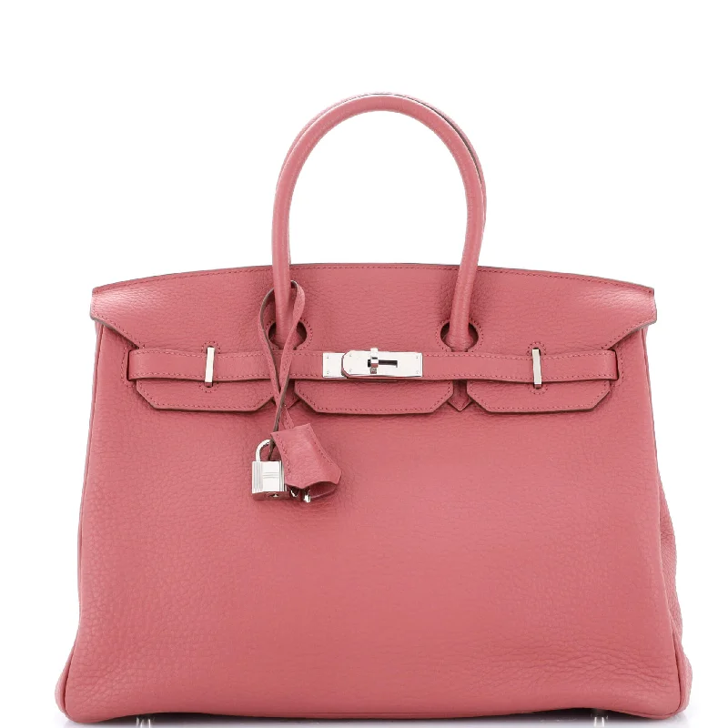 Women's Shoulder Bag with Faux Fur Strap in White for Winter StyleBirkin Handbag Bois De Rose Fjord with Palladium Hardware 35