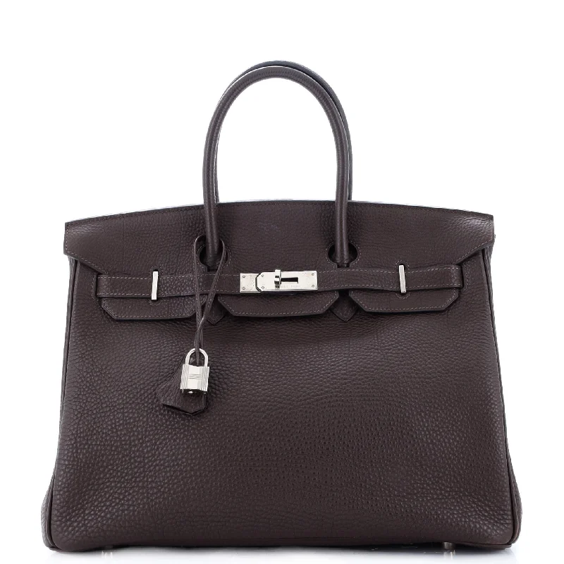 Women's Shoulder Bag with Fringe Details in Brown for a Bohemian StyleBirkin Handbag Chocolat Togo with Palladium Hardware 35