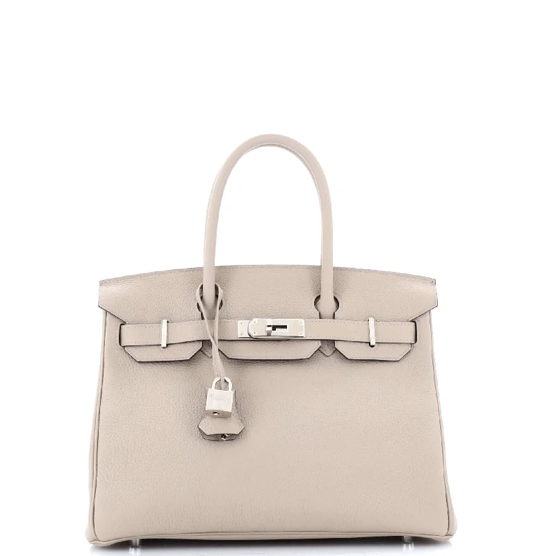 Women's Canvas Shoulder Bag in Navy with Striped Pattern for Beach TripsBirkin Handbag Grey Togo with Palladium Hardware 30