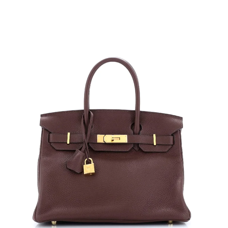 Women's Shoulder Bag with Zippered Pockets in Orange for SafetyBirkin Handbag Havane Clemence with Gold Hardware 30