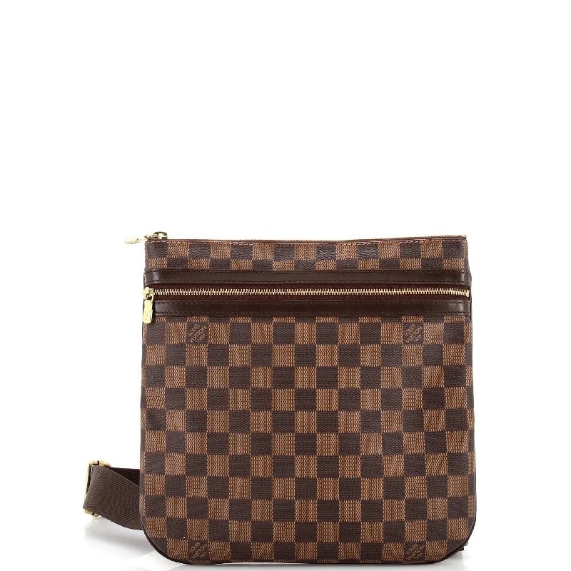 Leather - Trimmed Denim Crossbody Bag in Blue for a Vintage - Inspired LookBosphore Pochette Damier