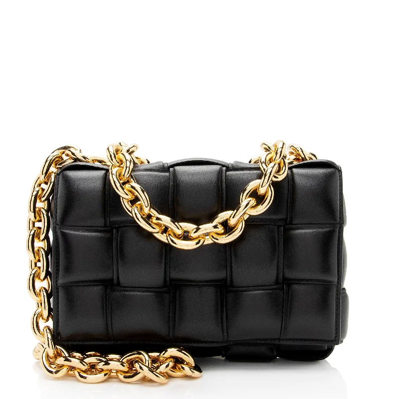 Women's Shoulder Bag with Faux Fur Strap in White for Winter StyleBottega Veneta Lambskin Cassette Chain Maxi Shoulder Bag