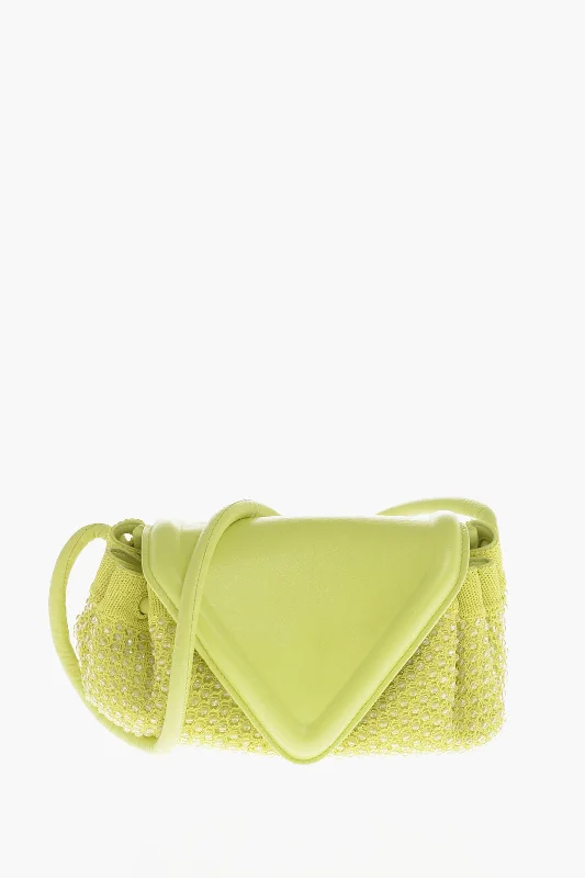 Suede Shoulder Bag in Pink with Tassel Accents for Casual OutingsBottega Veneta Leather Beak Bag With Rhinestone Application