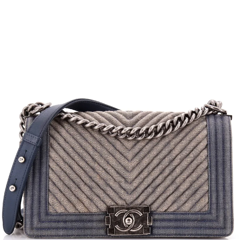 Printed Silk Shoulder Bag in Red for a Pop of ColorBoy Flap Bag Chevron Denim Old Medium