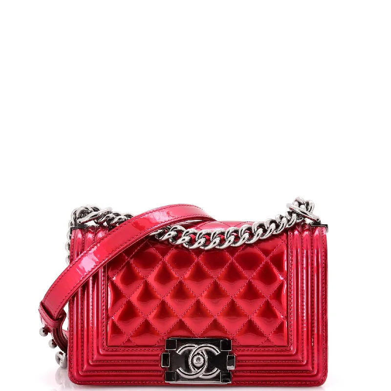 Leather - Trimmed Denim Crossbody Bag in Blue for a Vintage - Inspired LookBoy Flap Bag Quilted Patent Small