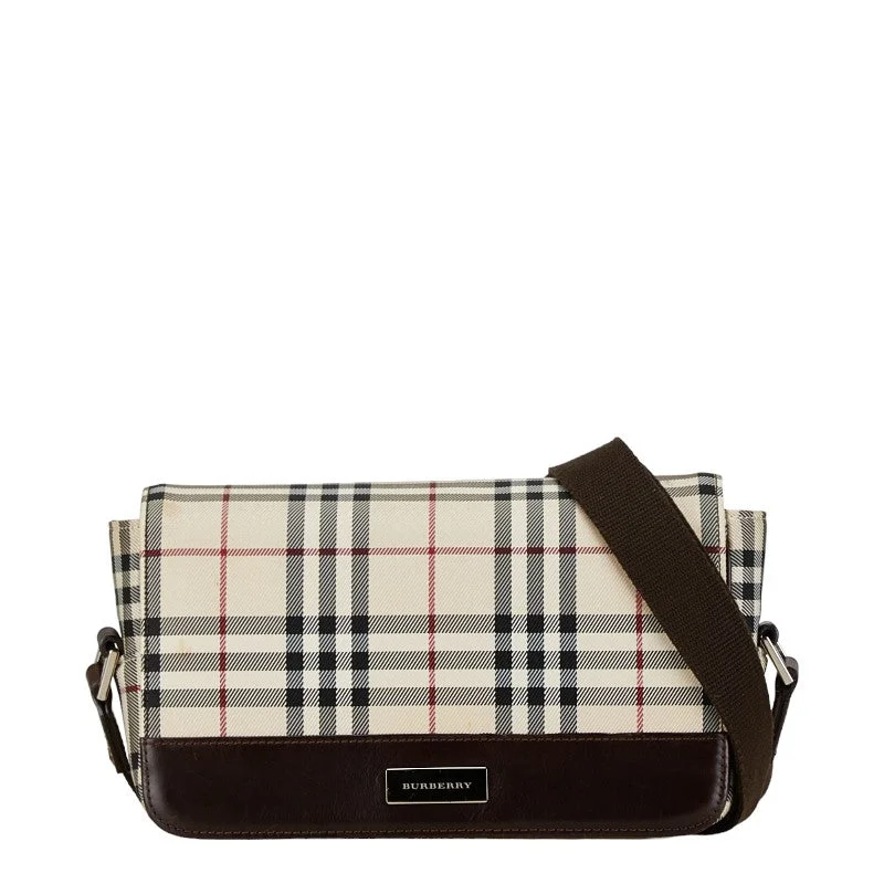 Women's Shoulder Bag with Faux Fur Strap in White for Winter StyleBurberry Nova Check Canvas Leather Shoulder Bag