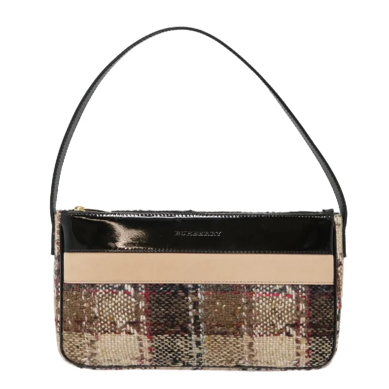 Women's Shoulder Bag with Floral Embroidery in Purple for Spring WalksBurberry Nova Check  Wool Shoulder Bag (Pre-Owned)