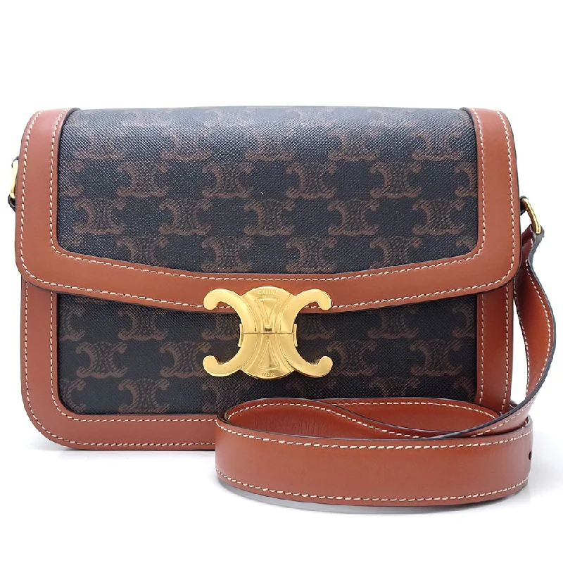 Women's Shoulder Bag with Fringe Details in Brown for a Bohemian StyleCeline Classic Triomphe Shoulder Bag Calf Canvas