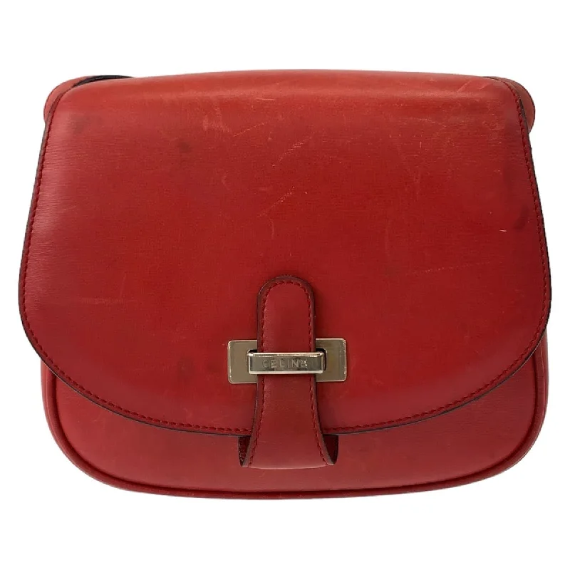 Women's Crossbody Bag with Zippered Pocket on the Back in Red for SecurityCeline Leather Shoulder Bag Pochette