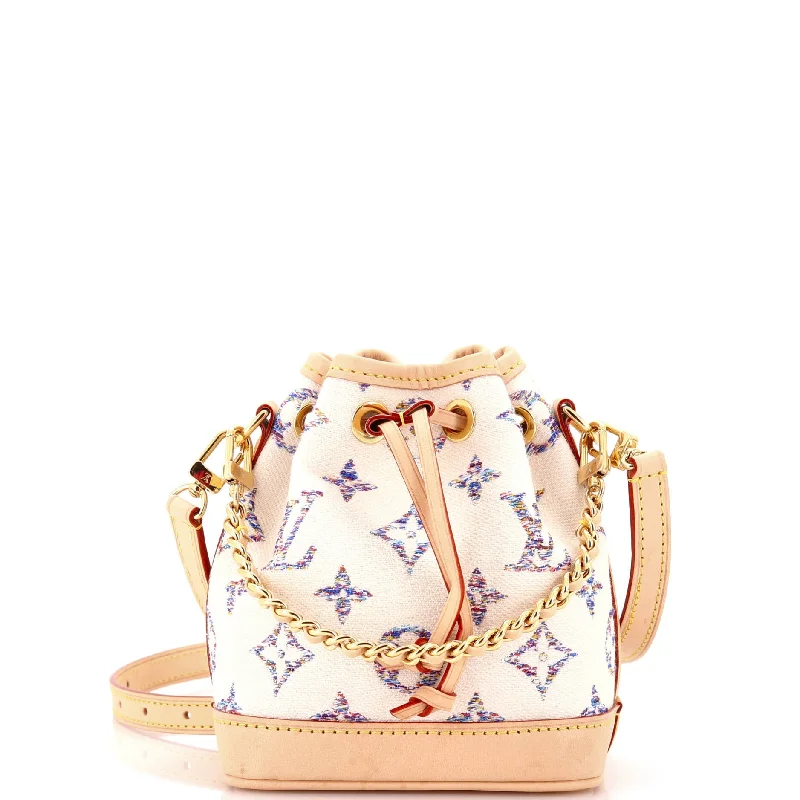 Crossbody Shoulder Bag in Black Leather with Gold Hardware for Night OutsChain Noe NM Handbag Multicolor Monogram Jacquard Nano