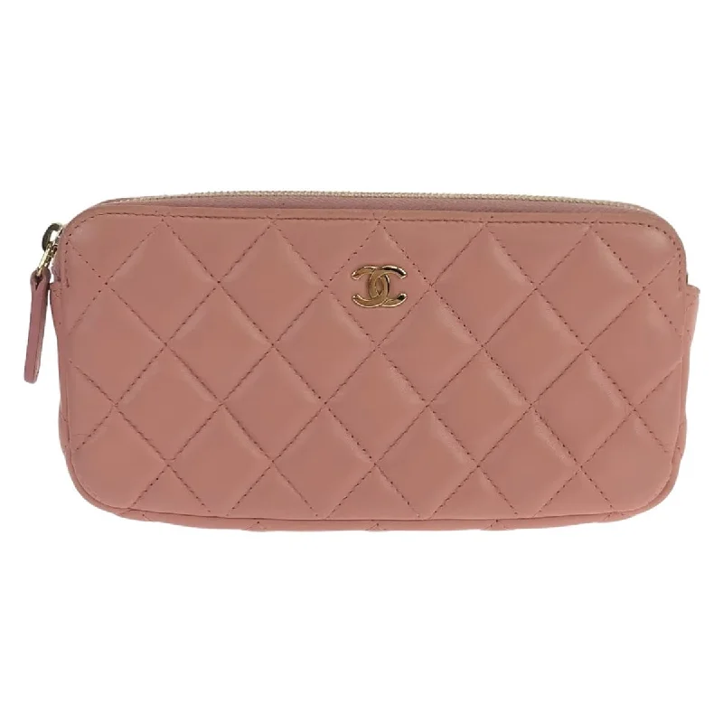 Women's Crossbody Bag with Zippered Pocket on the Back in Red for SecurityChanel Matelasse Lambskin Double Zipper Crossbody