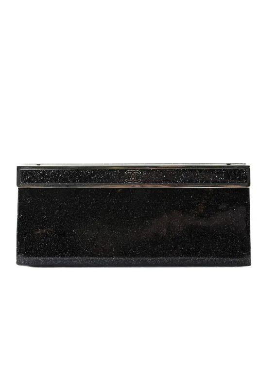 Pvc Shoulder Bag in Clear with Glitter for a Fun and Modern LookChanel Womens Glittery Black CC Minaudiere Embellished Clutch Bag Handbag