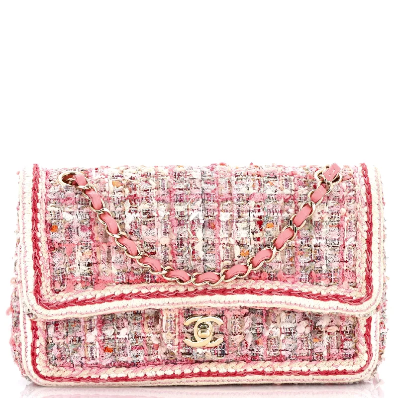 Pvc Shoulder Bag in Clear with Glitter for a Fun and Modern LookClassic Double Flap Bag Braided Quilted Tweed Medium