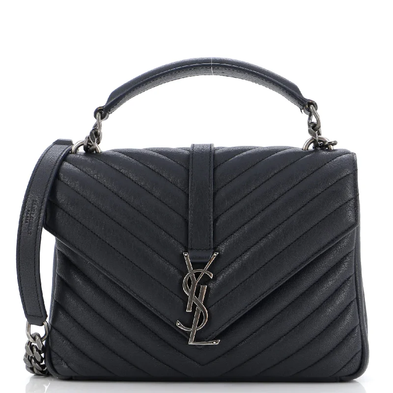 Vegan Leather Shoulder Bag in Gray for Ethical Fashion LoversClassic Monogram College Bag Matelasse Chevron Leather Medium