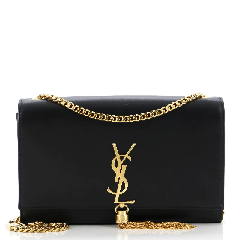 Women's Crossbody Bag with RFID - Blocking Pocket in Black for Safe TravelClassic Monogram Tassel Crossbody Bag Leather Medium