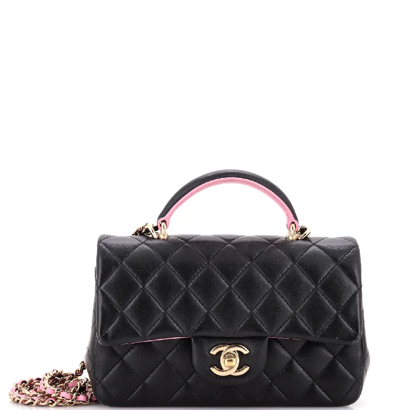 Printed Silk Shoulder Bag in Red for a Pop of ColorClassic Single Flap Top Handle Bag Quilted Lambskin Mini