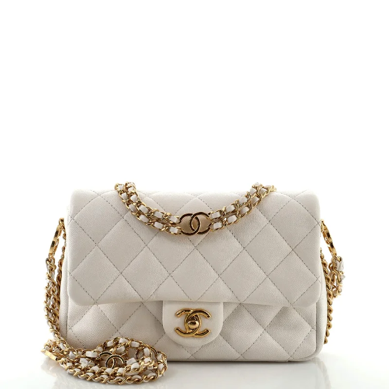 Women's Mini Crossbody Bag in Pink Velvet with Rhinestone Accents for Girls' Nights OutCoco You Chain Flap Bag Quilted Caviar Mini