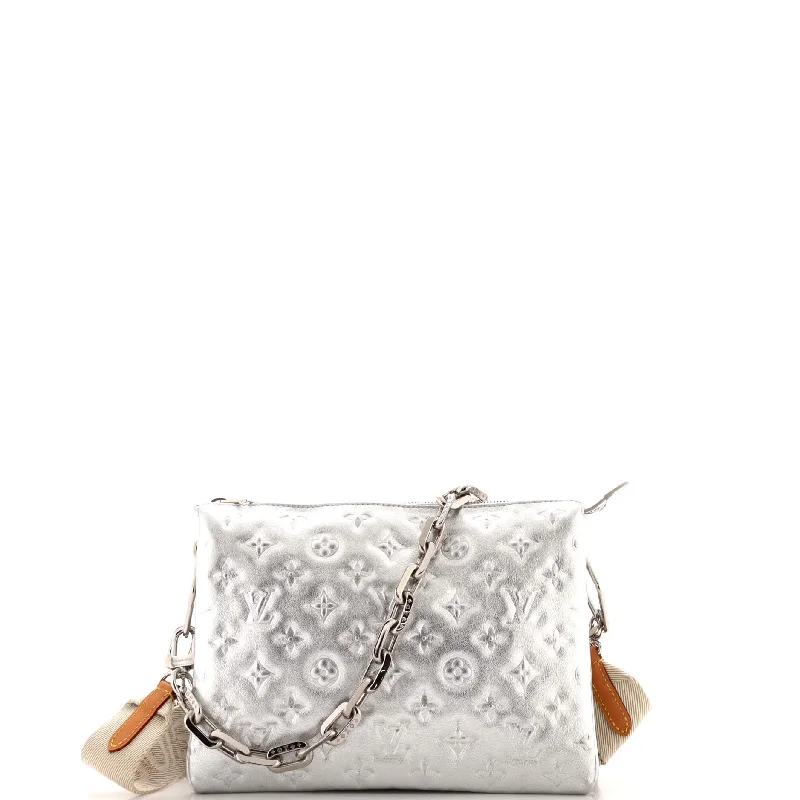 Medium - sized Canvas Crossbody Bag in Beige with Floral Print for Spring OutingsCoussin Bag Monogram Embossed Lambskin PM