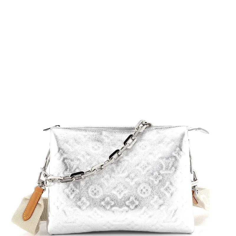 Shoulder Bag with Chain Strap in Silver for a Trendy AppearanceCoussin Bag Monogram Embossed Lambskin PM