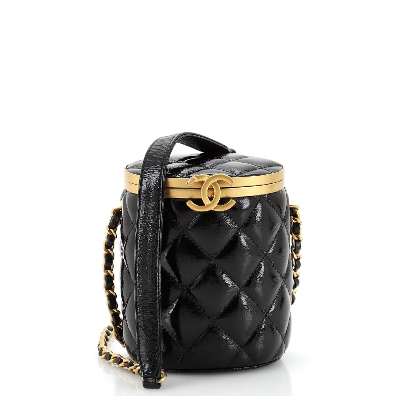 Quilted Leather Crossbody Bag in Cream for a Classic and Elegant AppearanceCrown Box Vanity Bag Quilted Patent Mini