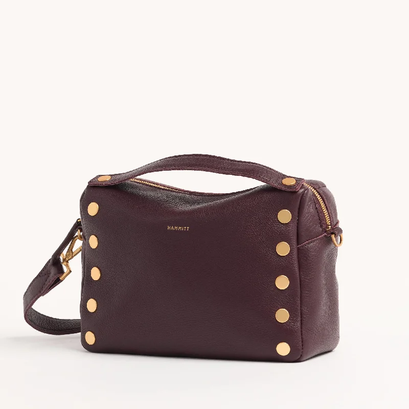 Leather - Trimmed Denim Crossbody Bag in Blue for a Vintage - Inspired LookEvan Crossbody | Cabernet Pebble/Brushed Gold | Med