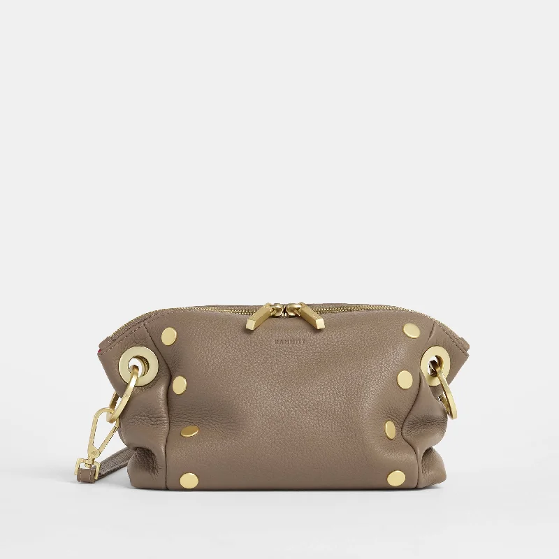 Leather - Trimmed Denim Crossbody Bag in Blue for a Vintage - Inspired LookDaniel Crossbody Clutch | Sculpted Taupe/Brushed Gold | Sml