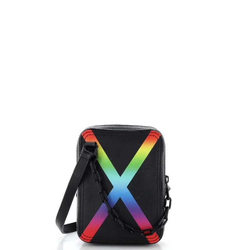 Women's Crossbody Bag with Magnetic Closure in White for Quick AccessDanube Messenger Bag Rainbow Taiga Leather