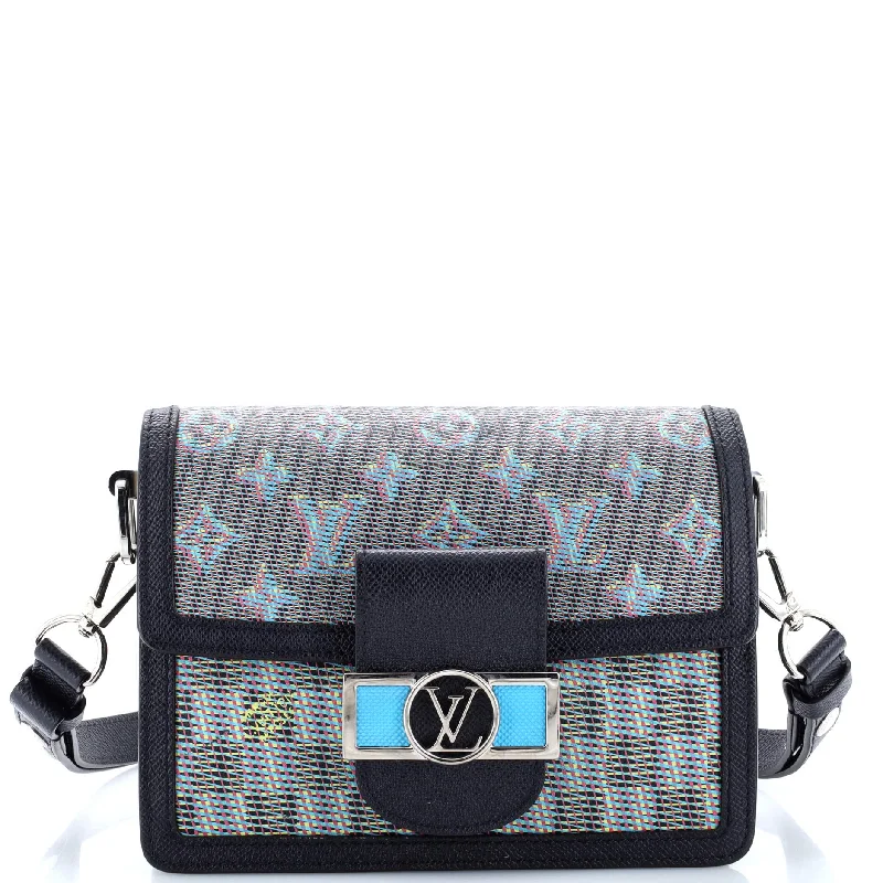 Vegan Leather Shoulder Bag in Gray for Ethical Fashion LoversDauphine Shoulder Bag Damier Monogram LV Pop Canvas Mini