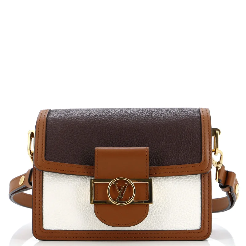 Women's Shoulder Bag with Floral Embroidery in Purple for Spring WalksDauphine Shoulder Bag Taurillon Leather Mini